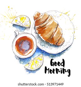 good morning watercolor images stock photos vectors shutterstock https www shutterstock com image illustration good morning hand painted watercolor illustration 513971449