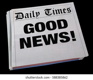 Good News Announcement Spinning Newspaper Headline 3d Illustration