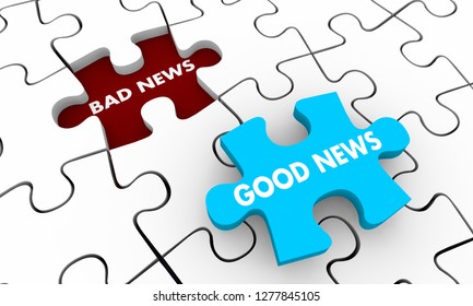 Good Vs Bad News Words Puzzle Piece Hole 3d Illustration