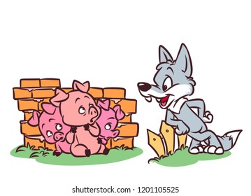 Good Wolf Three Little Pigs Tale Stock Illustration 1201105525 ...