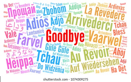 Goodbye in different languages word cloud