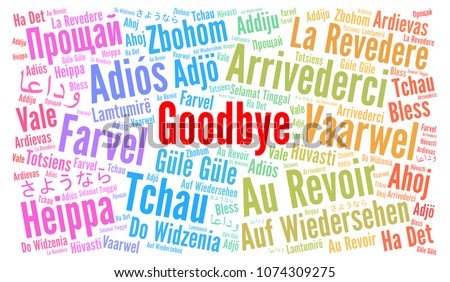 Goodbye in different languages word cloud