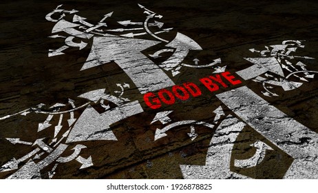 Goodbye text on a crossroad in different ways of arrows on grunge background - Powered by Shutterstock