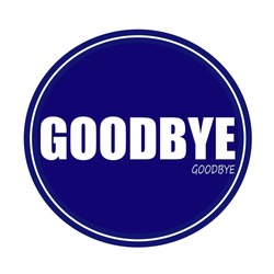 GOODBYE White Stamp Text On Blue