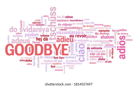 Goodbye Word In Different Languages. Goodbye International Translation Text Collage.