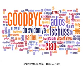 Goodbye Word In Different Languages. Goodbye International Translation Text Collage.