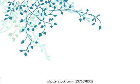 Gorgeous blue green floral plant leaves or ivy vines on white background in beautiful corner design element with copyspace to add your own text - Powered by Shutterstock