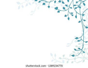 Gorgeous ivy and vines in blue outline on a blank white background in a pretty tangle of leaves climbing down the side border in a floral nature pattern for wedding announcements or invitations - Powered by Shutterstock