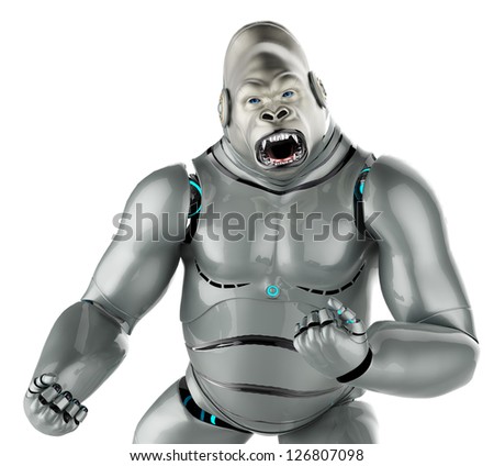 gorilla cyborg close up