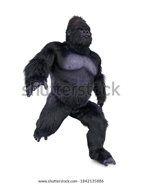 Gorilla Running 3d Illustration Stock Illustration 1842135886