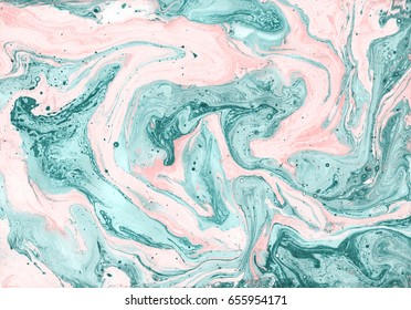 Gouache painting. Abstract marble texture, can be used as a trendy background for posters, cards, invitations, wallpapers. Turquoise and pink colours. Modern art. Decorative hand painted illustration.