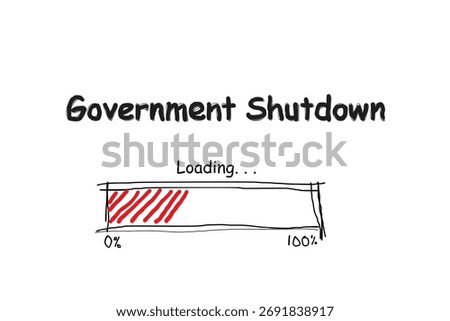 Government Shutdown Loading Progress Bar Concept – Political Crisis, Budget Impasse, Federal Closure Illustration.