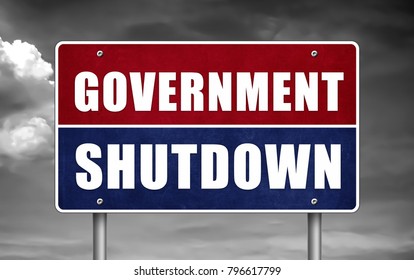 Government Shutdown Road Sign