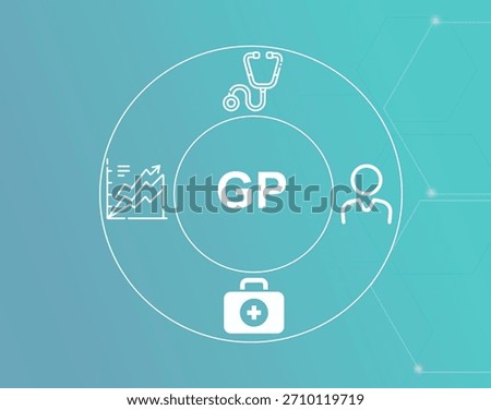 GP acronym.General Practitionerconcept.GP (General Practitioner) is a primary care physician managing general health issues.