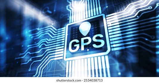 GPS - Global Positioning System, Navigation Tracking Control Technology concept.