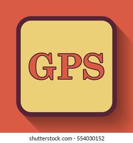 GPS icon, colored website button on orange background. - Shutterstock ID 554030152