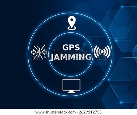 gps jamming tech concept.A method of interfering with GPS signals, making it difficult to pinpoint locations accurately.