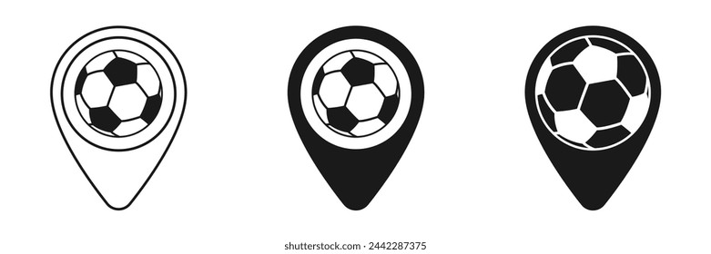 GPS localization on a map with a ball. Set of icons. Illustration.	