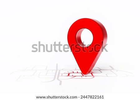 GPS navigation pins on map white background. With copy space and design navigation maps and location destinations.