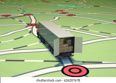 GPS Tracking And Shipment. 3D Rendering