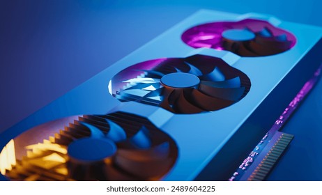 GPU computing chip of graphics card. 3d rendering