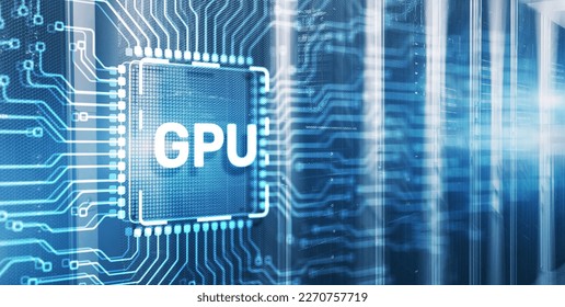 GPU Graphic Processor Hardware Tech. 3d Electronic Circuit Board Chip.