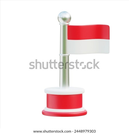 A graceful 3D-rendered Indonesian flag stands on a sleek pole with a metallic orb, symbolizing the country's dignified independence Stock photo © 