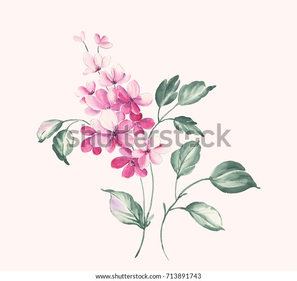 Graceful Flowers Leaves Flowers Art Design Stock Illustration 713891743