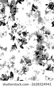Graceful Hand Rendered Flower and Scroll Motif Sketches