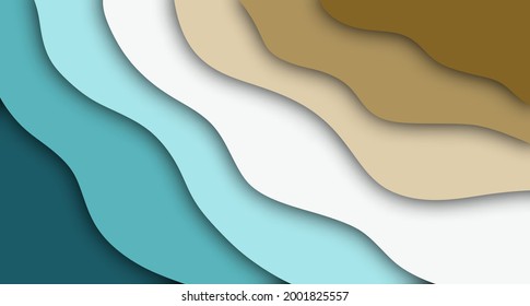 Gradiant Colour Abstract 3d Paper Cut Or Water Wave Illustration Wallpaper