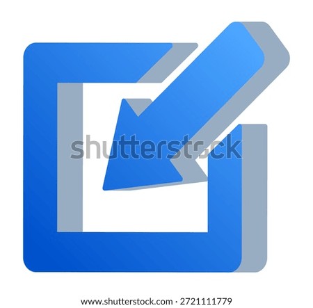 Gradient blue 3D external link arrow pointing outward from a square,  symbolizing outgoing links