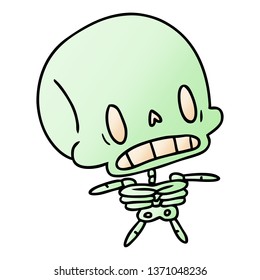 Gradient Cartoon Illustration Kawaii Cute Dead Skeleton 