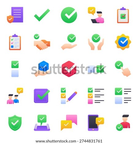 Gradient color icons set for Check verify