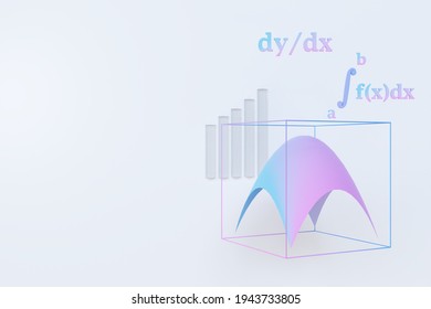 Gradient color Integral graph and formula. 3d render illustration. Calculus mathematic education background concept.