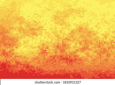Gradient color yellow   orange paper pixel art  Sky   cloud pixel art background 