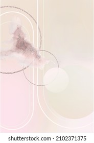 Gradient layered background from isolated graphic  elements. Illustration in powdery shades.