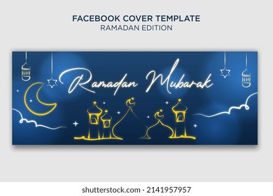 Gradient Ramadan Facebook Cover And Horizontal Banner Design