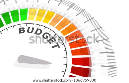 Gradient scale. Budget level measuring device. Sign tachometer, speedometer, indicators. Infographic gauge element. 3D rendering.