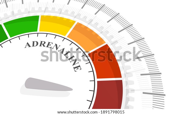 Gradient scale. Hormone adrenaline level\
measuring device. Sign tachometer, speedometer, indicators.\
Infographic gauge element. 3D\
rendering.