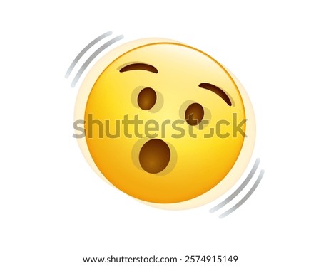 Gradient yellow shaking face icon, with eyes, mouth open wide, used to express shaking from external forces like earthquakes, loud noises