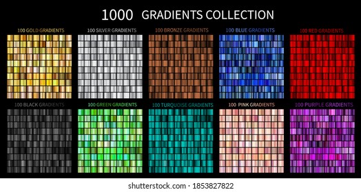 Gradients Megaset Big collection metallic gradients 1000 glossy colors backgrounds Gold  bronze  silver  chrome  metal  black  red  green  blue  purple  pink  yellow  gold turquoise colors