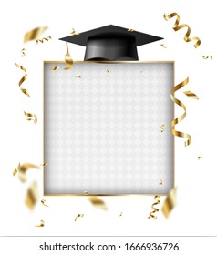 Graduate's Cap Above The Photo Frame. Graduation Card
