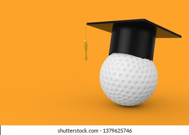 Graduation Academic Cap over White Golf Ball on a yellow background. 3d Rendering  - Powered by Shutterstock