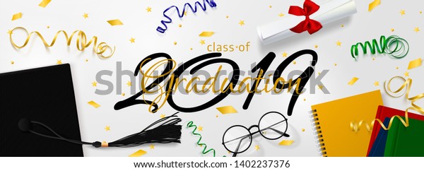 Graduation Banner Background Congrats Graduates Objects Stock