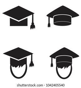 Graduation Cap Icons Set Illustration Isolated Stock Illustration ...