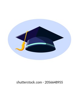 Graduation Cap Isolated Illustration. Graduation Cap Flat Icon On White Background. Graduation Cap Clipart.