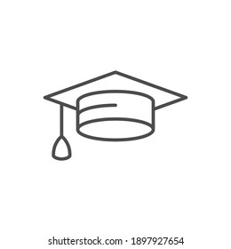 Graduation Cap Line Outline Icon Isolated On White