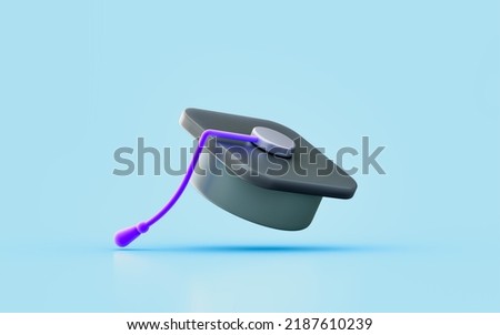 graduation cap sign 3d render concept for higher educational person complete his study 