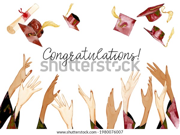 Graduation Clipart Watercolor Graduation Clip Art Stock Illustration ...