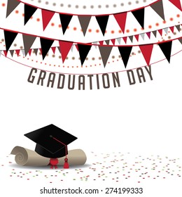 Graduation Day Background Royalty Free Stock Illustration For Greeting Card, Ad, Promotion, Poster, Flier, Blog, Article, Social Media, Marketing